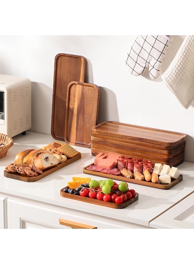 ALMiHomi Rectangular Wooden Serving Tray – Natural Wood Serving Board – 30×12cm Small Table Tray for Food, Coffee, Tea, Bread, Fruit – Kitchen & Home Decor - Image 3